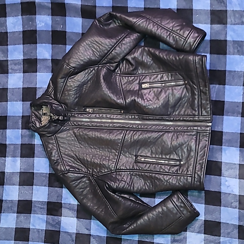 Calvin Klein. Faux-leather. Faux-fur Liner. Heavyweight. Motorcycle-style. Large